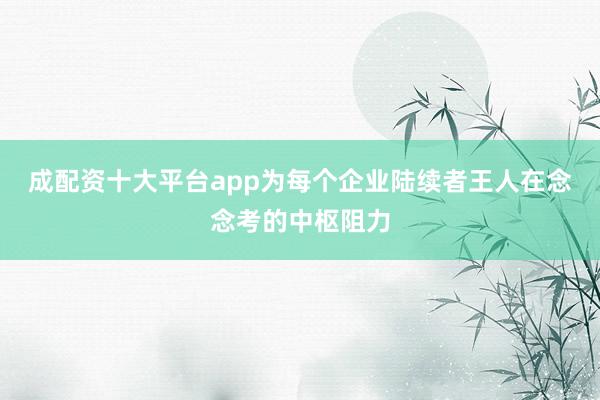 成配资十大平台app为每个企业陆续者王人在念念考的中枢阻力