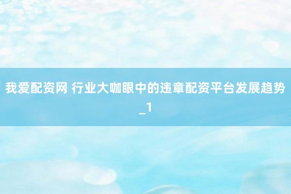 我爱配资网 行业大咖眼中的违章配资平台发展趋势_1